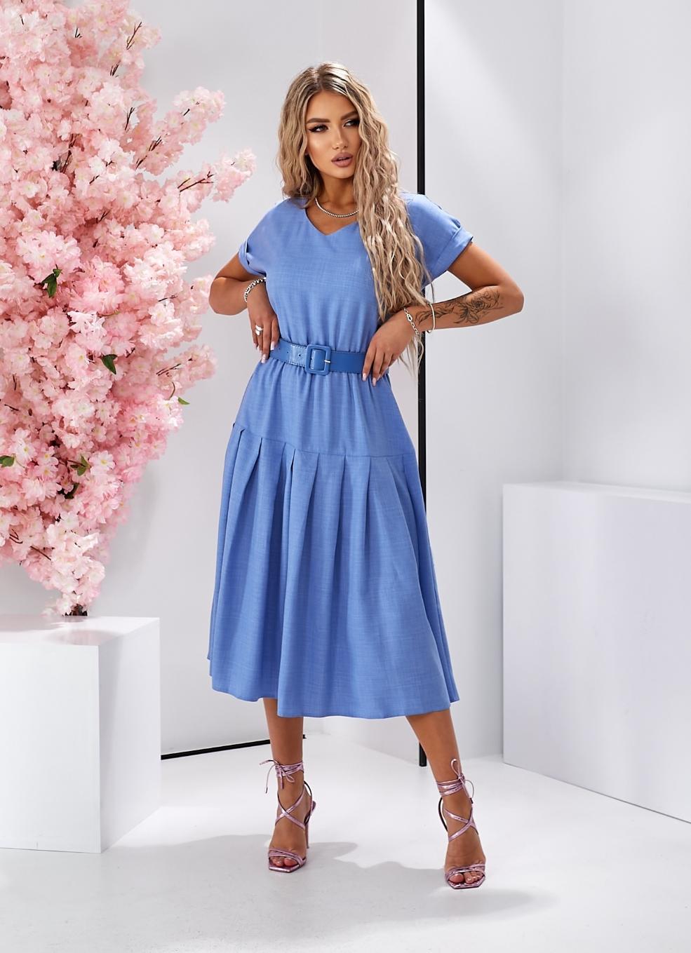 Платье миди с юбкой в складку