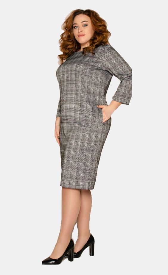 Платье клетчатое футляр