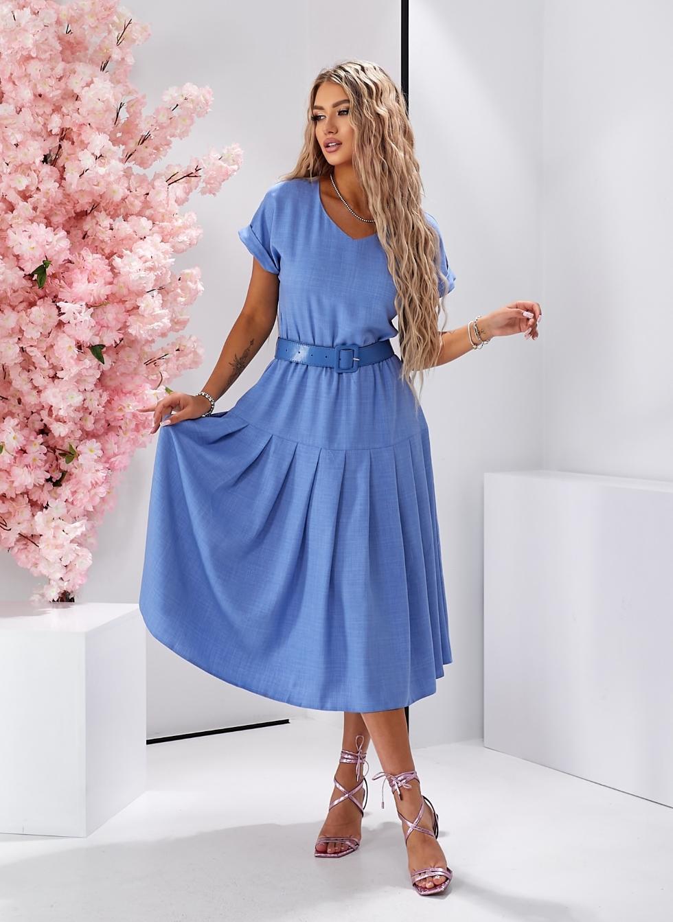 Платье миди с юбкой в складку