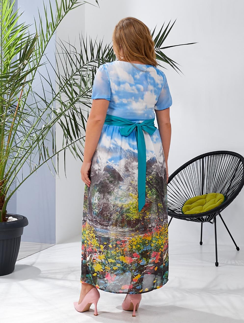 Женское платье из шифона в пол