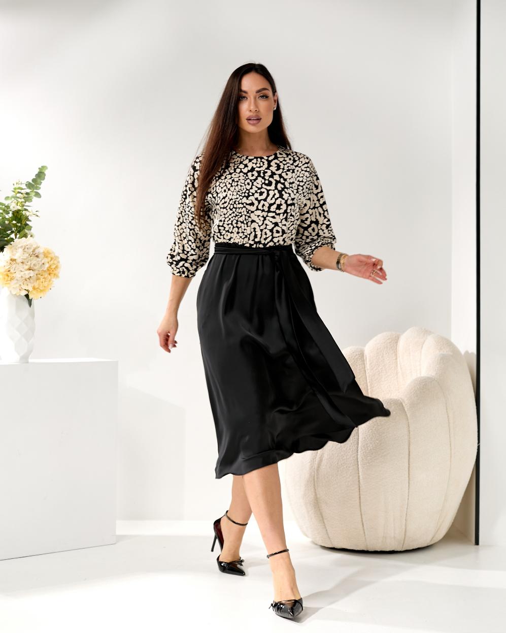 Женское платье комбинированное шелк