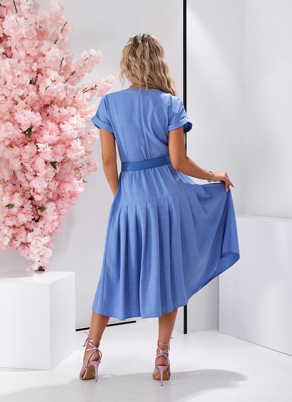 Платье миди с юбкой в складку
