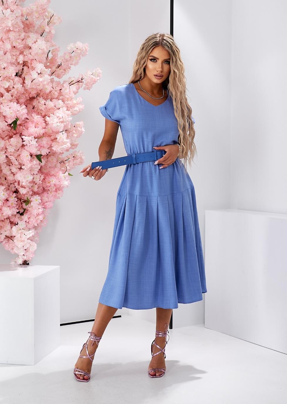 Платье миди с юбкой в складку