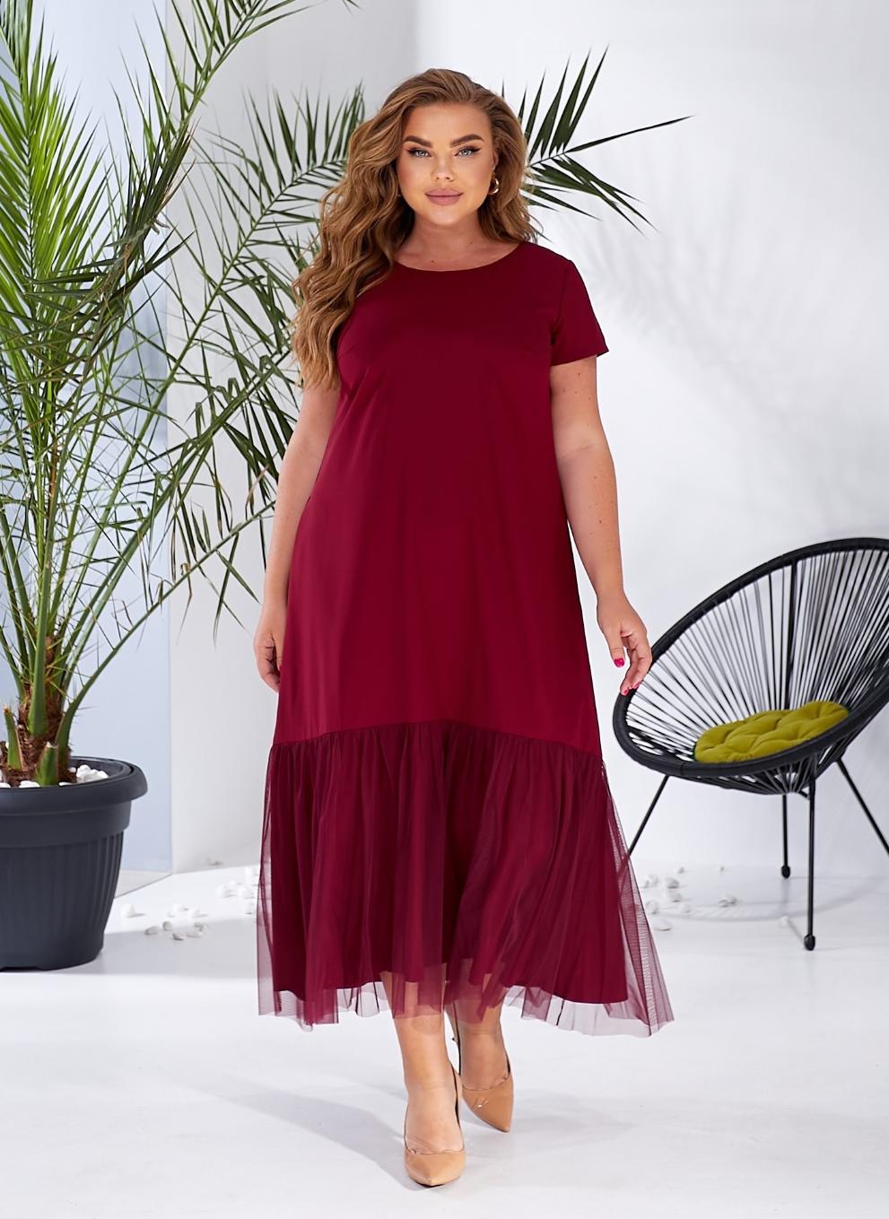 Женское платье с сеткой по низу