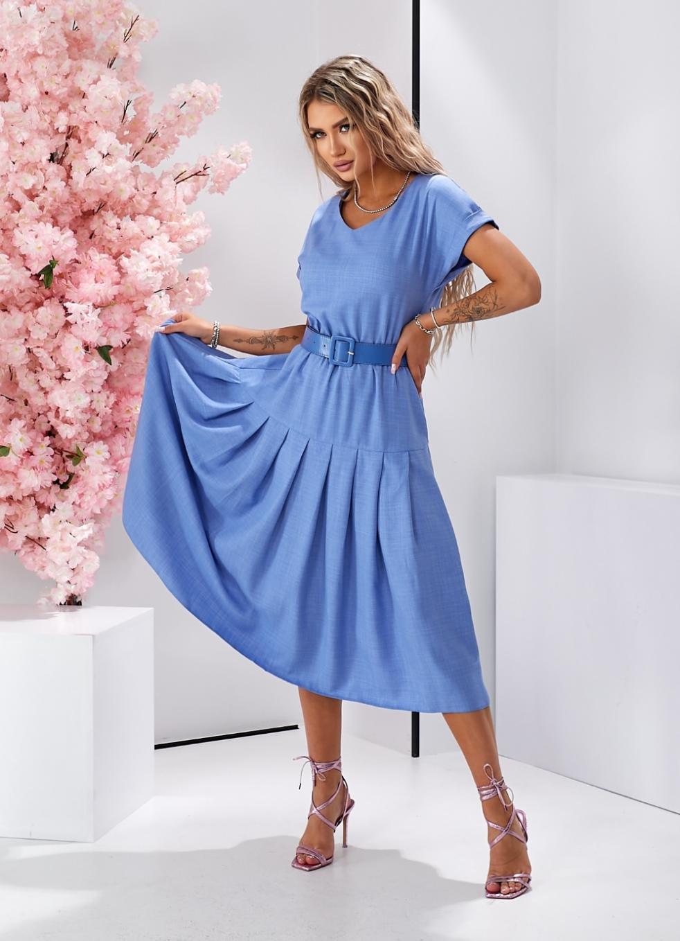 Платье миди с юбкой в складку