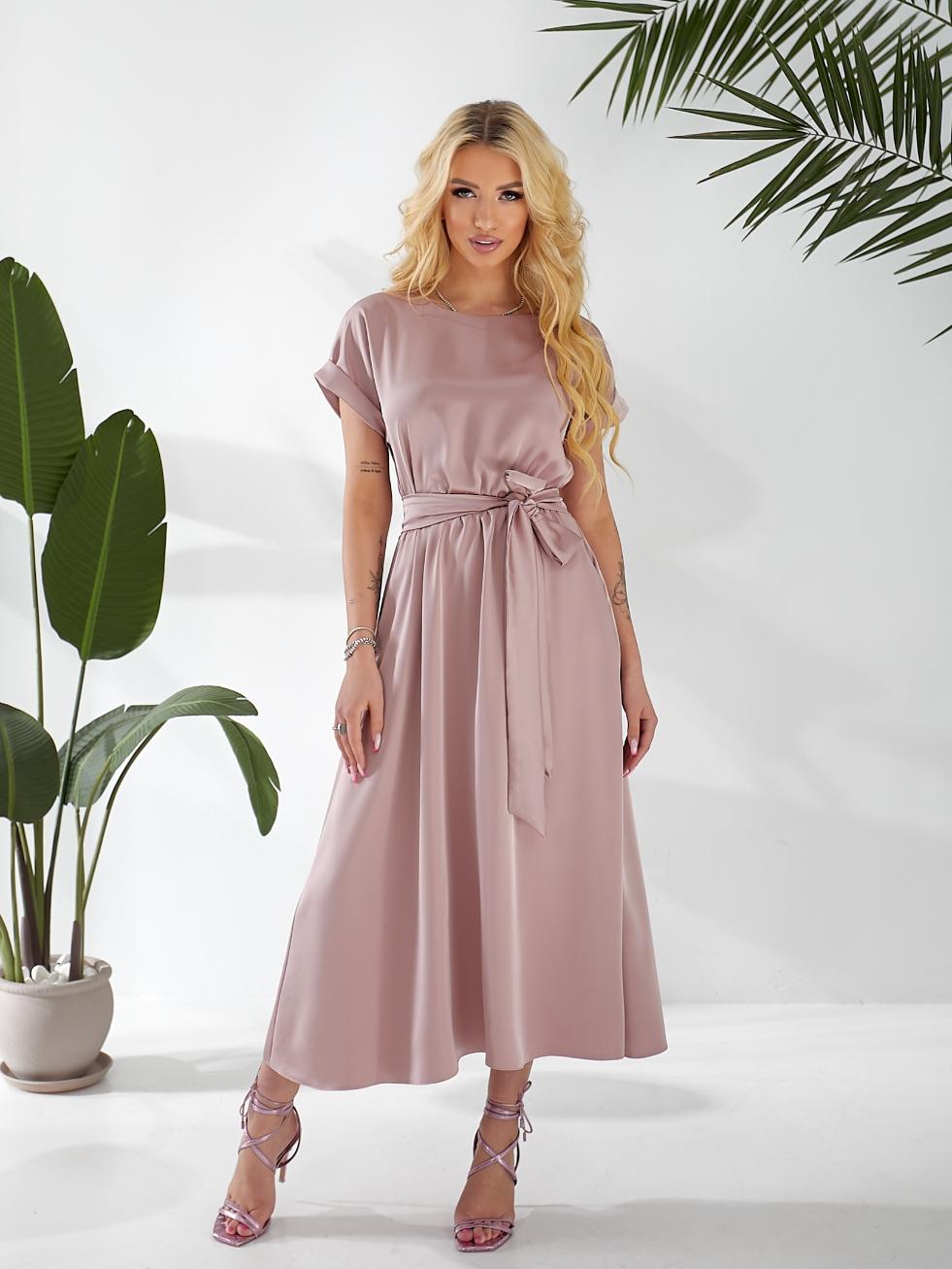 Женское однотонное платье из шелка