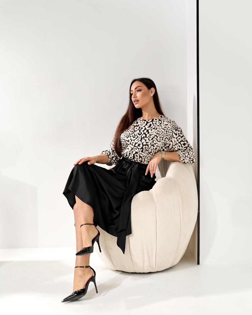 Женское платье комбинированное шелк