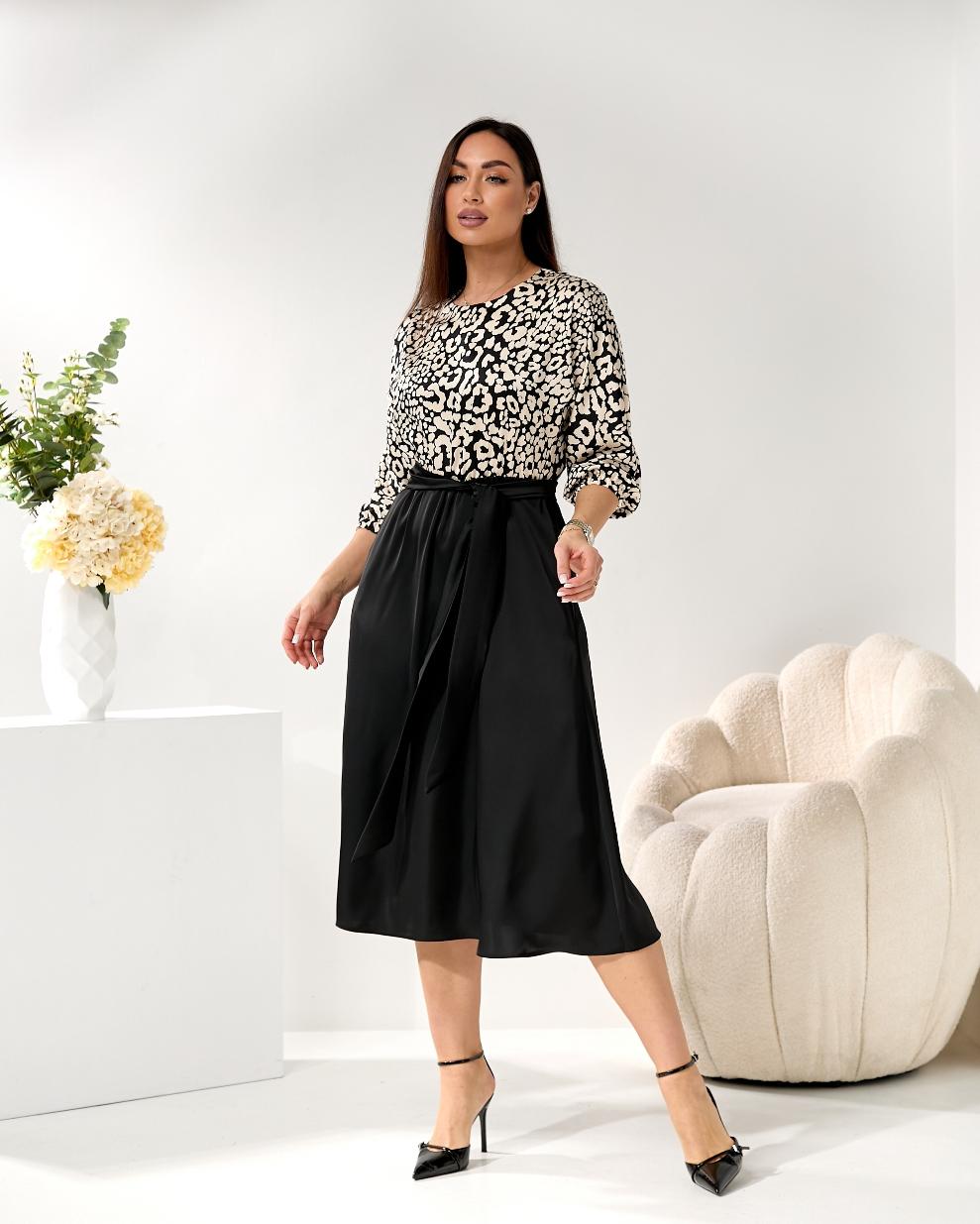 Женское платье комбинированное шелк