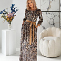 Длинное леопардовое платье с поясом