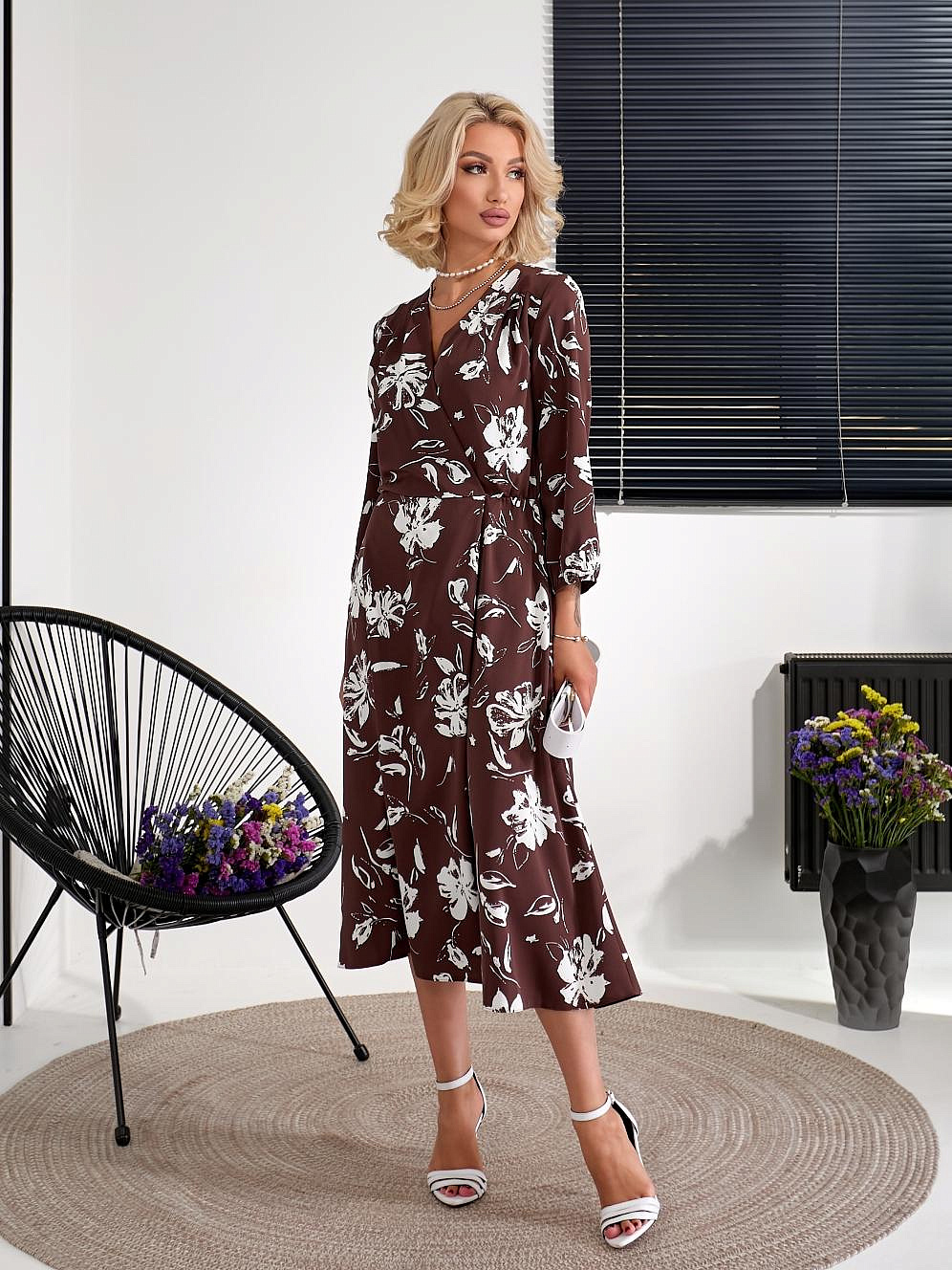 Женское платье клеш шелковое 