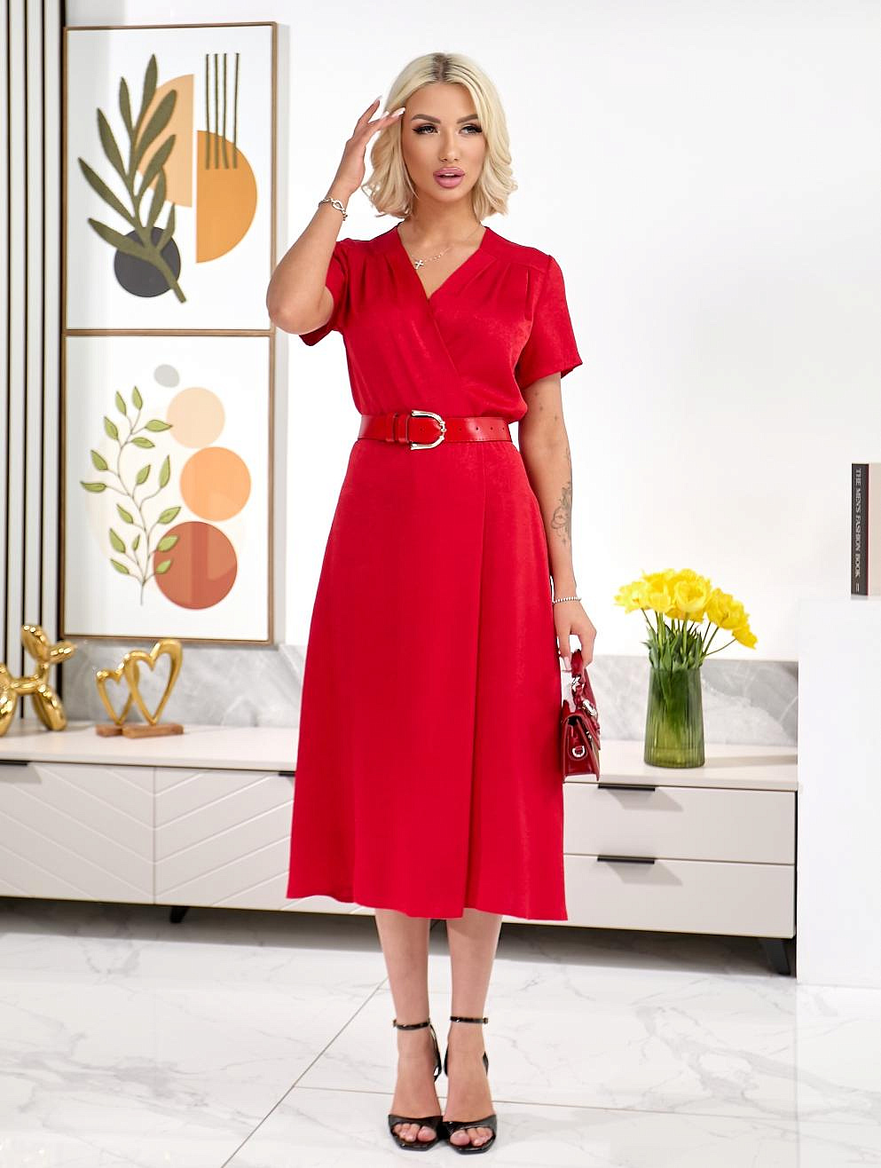 Женское платье шелковое на запах 