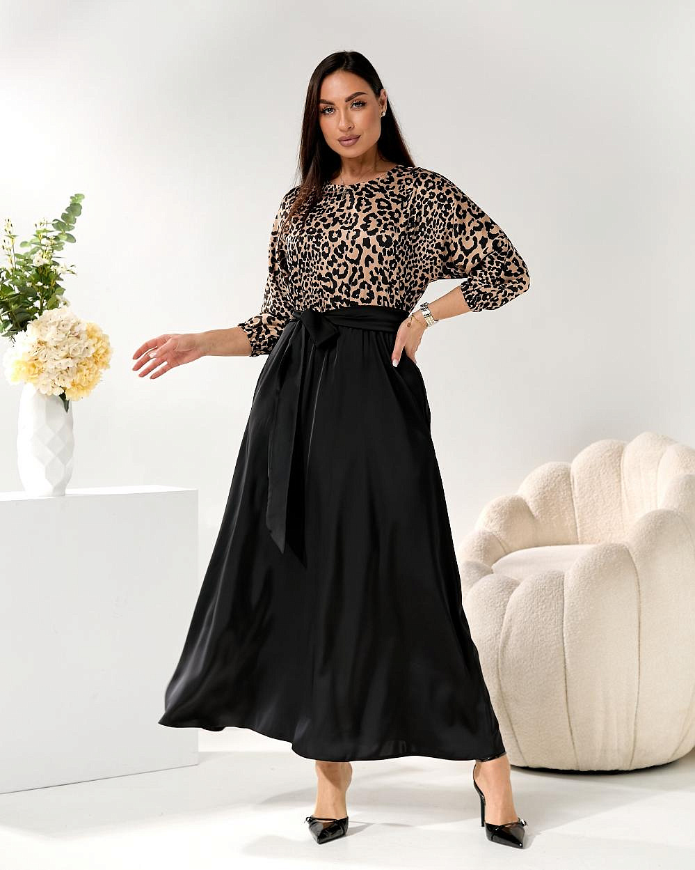 Женское платье длинное из шелка