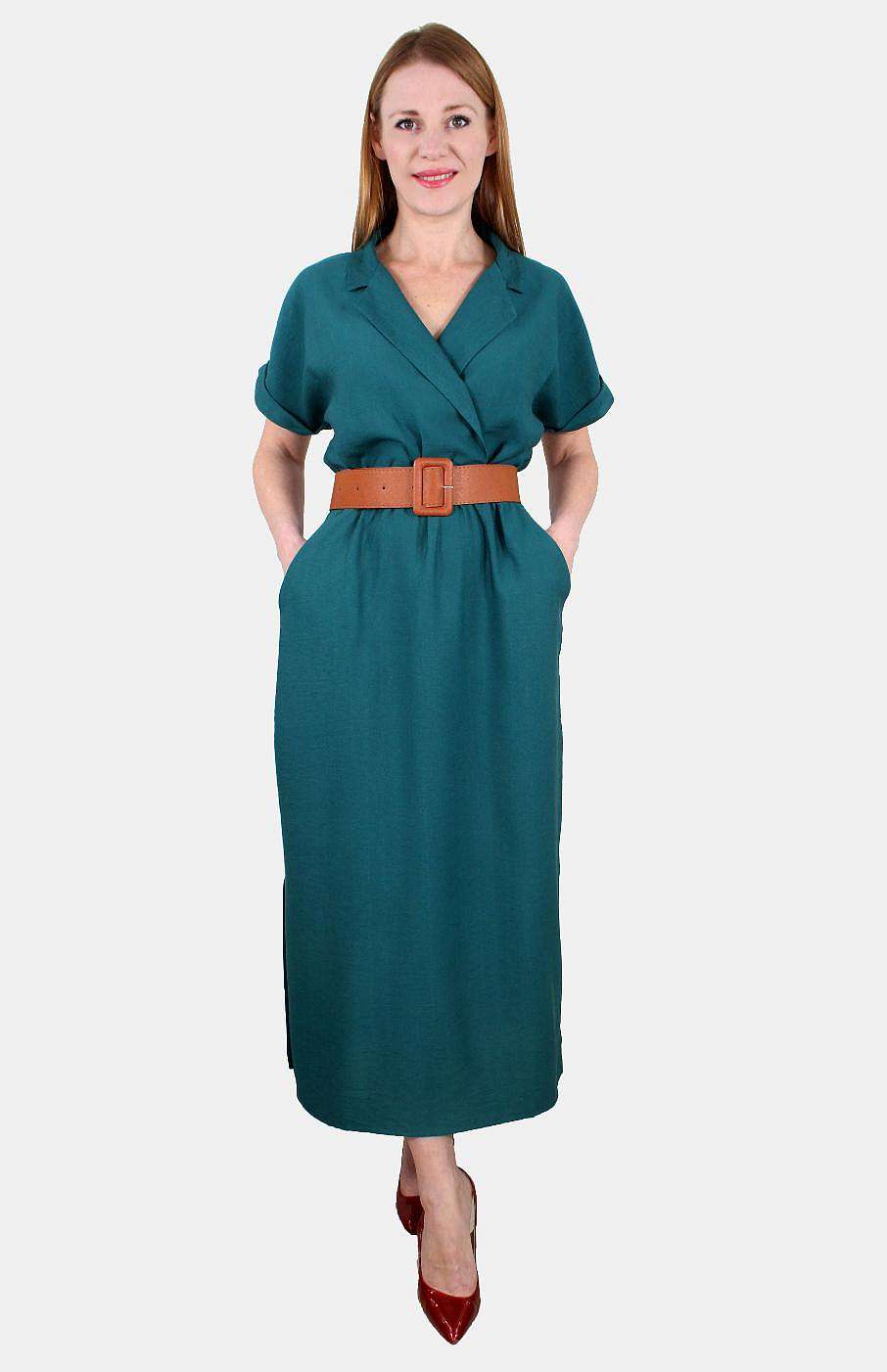 Платье прямое с воротником и поясом