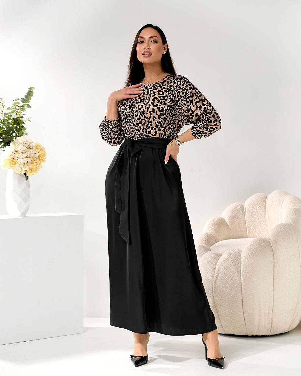 Женское платье длинное из шелка