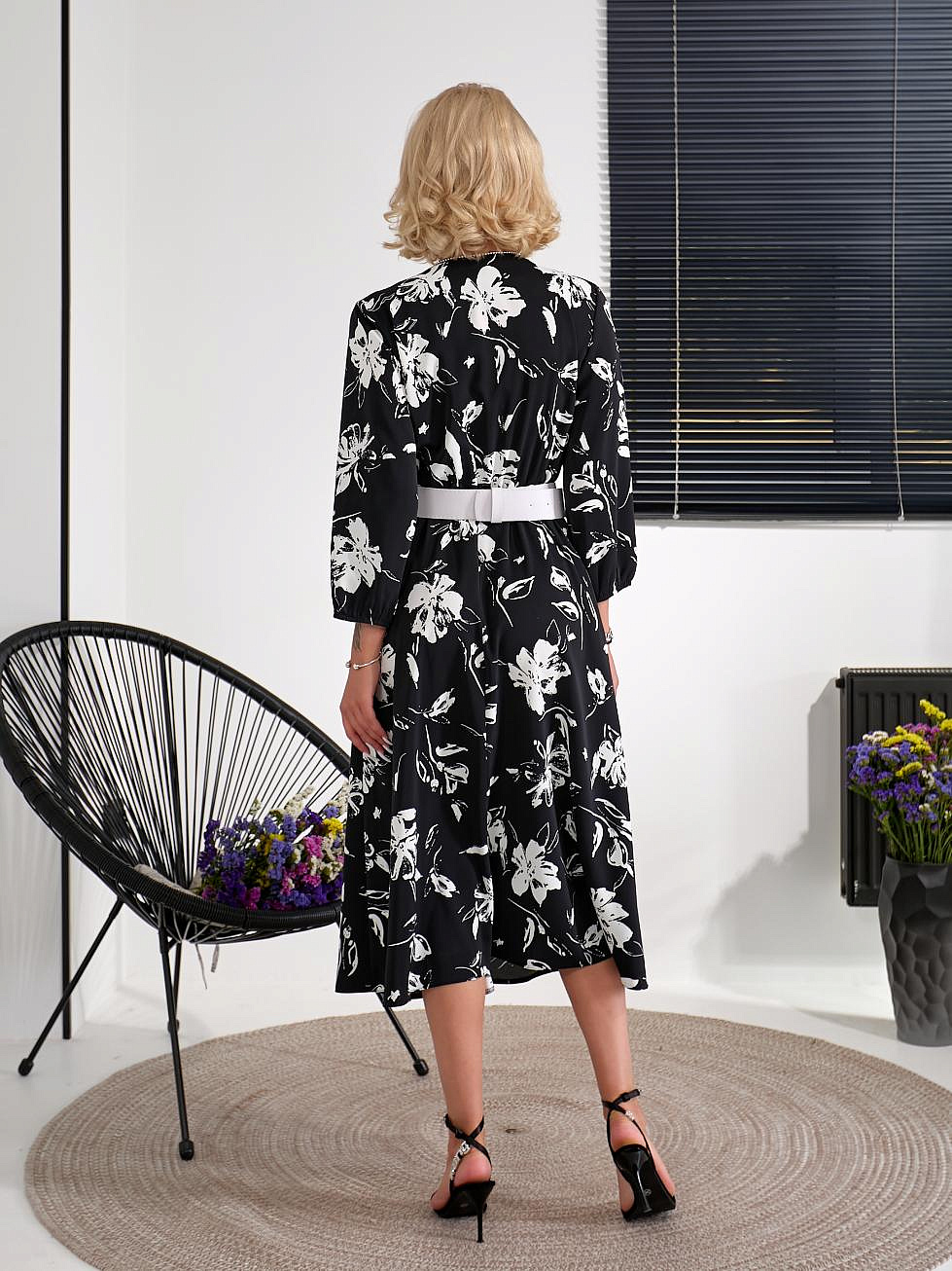 Женское платье клеш шелковое 