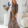 Длинное леопардовое платье с поясом