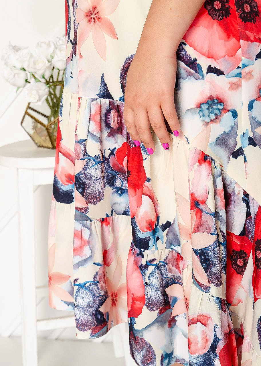 Платье асимметричное с принтом орхидеи