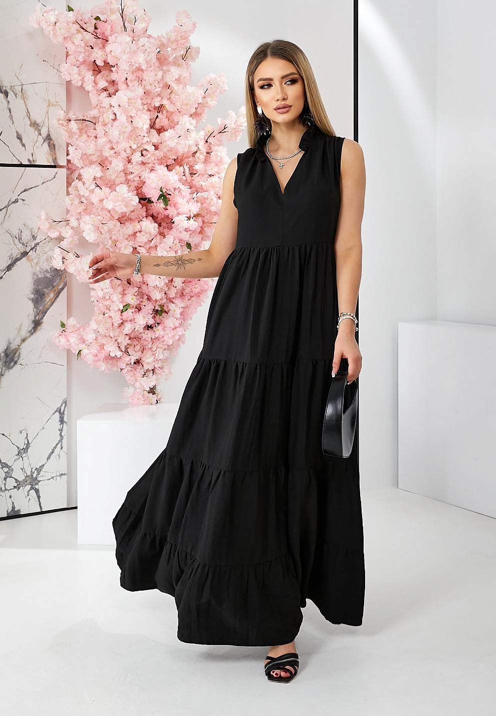 Женский летний сарафан в пол ярусный