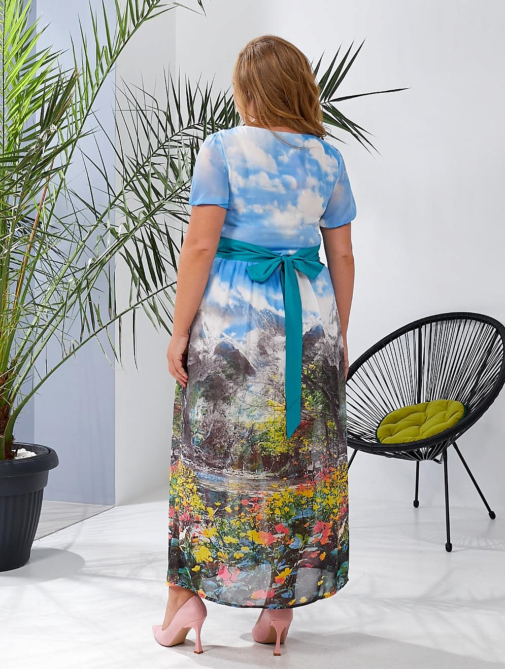 Женское платье из шифона в пол