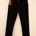 Трикотажные черные брюки с кожаными вставками 46-52 р