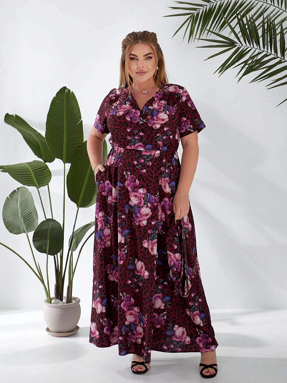 Женское длинное платье в пол на запах