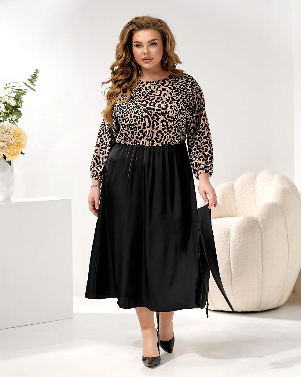 Женское платье шелковое комбинированное