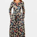 Теплое женское платье с цветочным принтом 