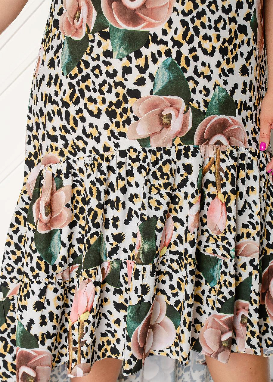 Платье стильное летнее с принтом орхидеи