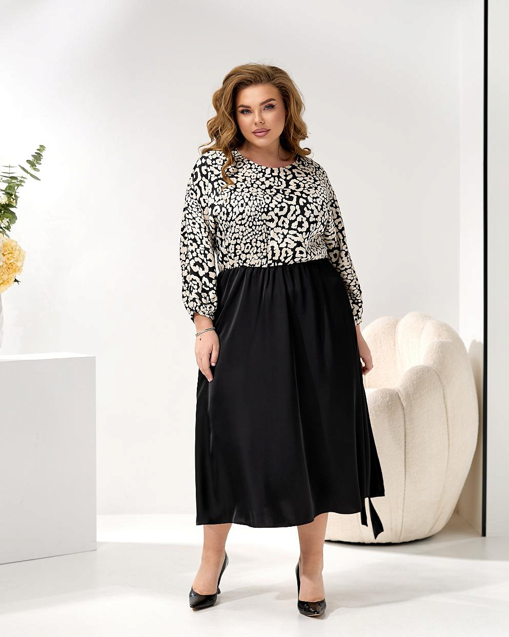 Женское платье шелковое комбинированное