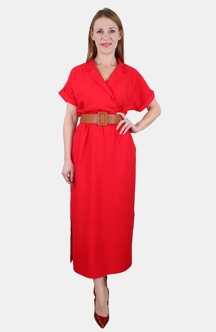 Платье прямое с воротником и поясом