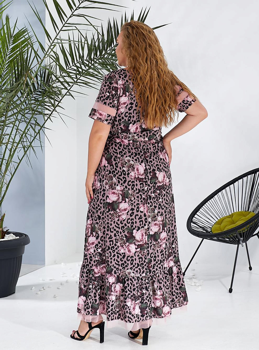 Женское платье длинное с воланом по низу 