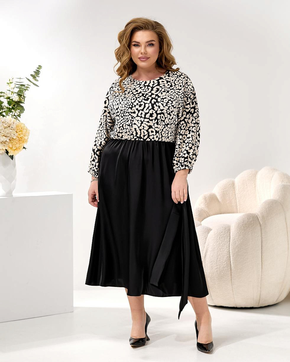 Женское платье шелковое комбинированное