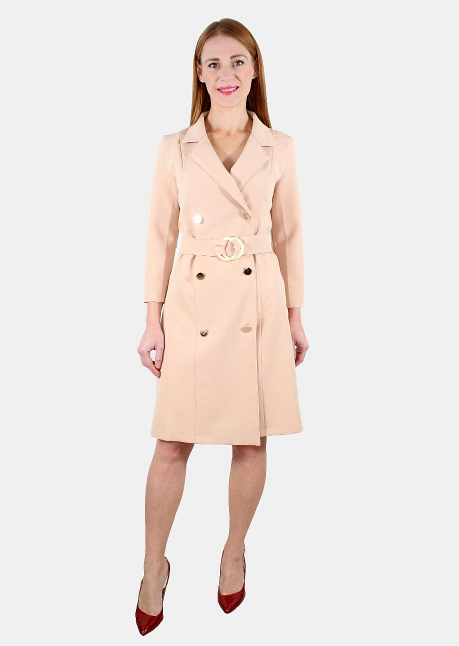 Двубортное платье-пиджак с поясом