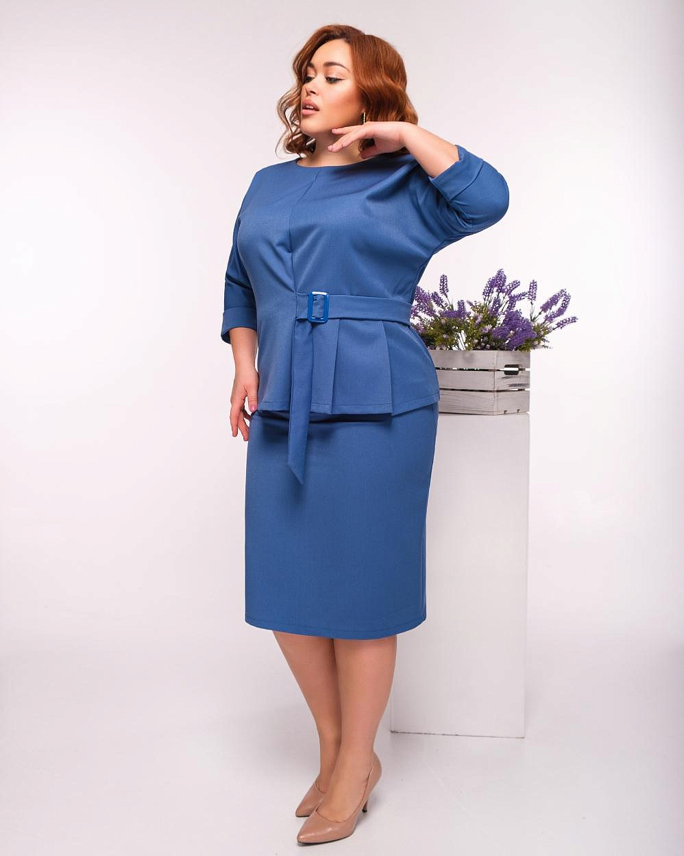 Костюм юбочный с баской 