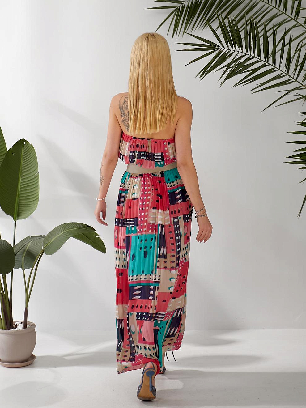 Женское платье длинное в пол плиссе