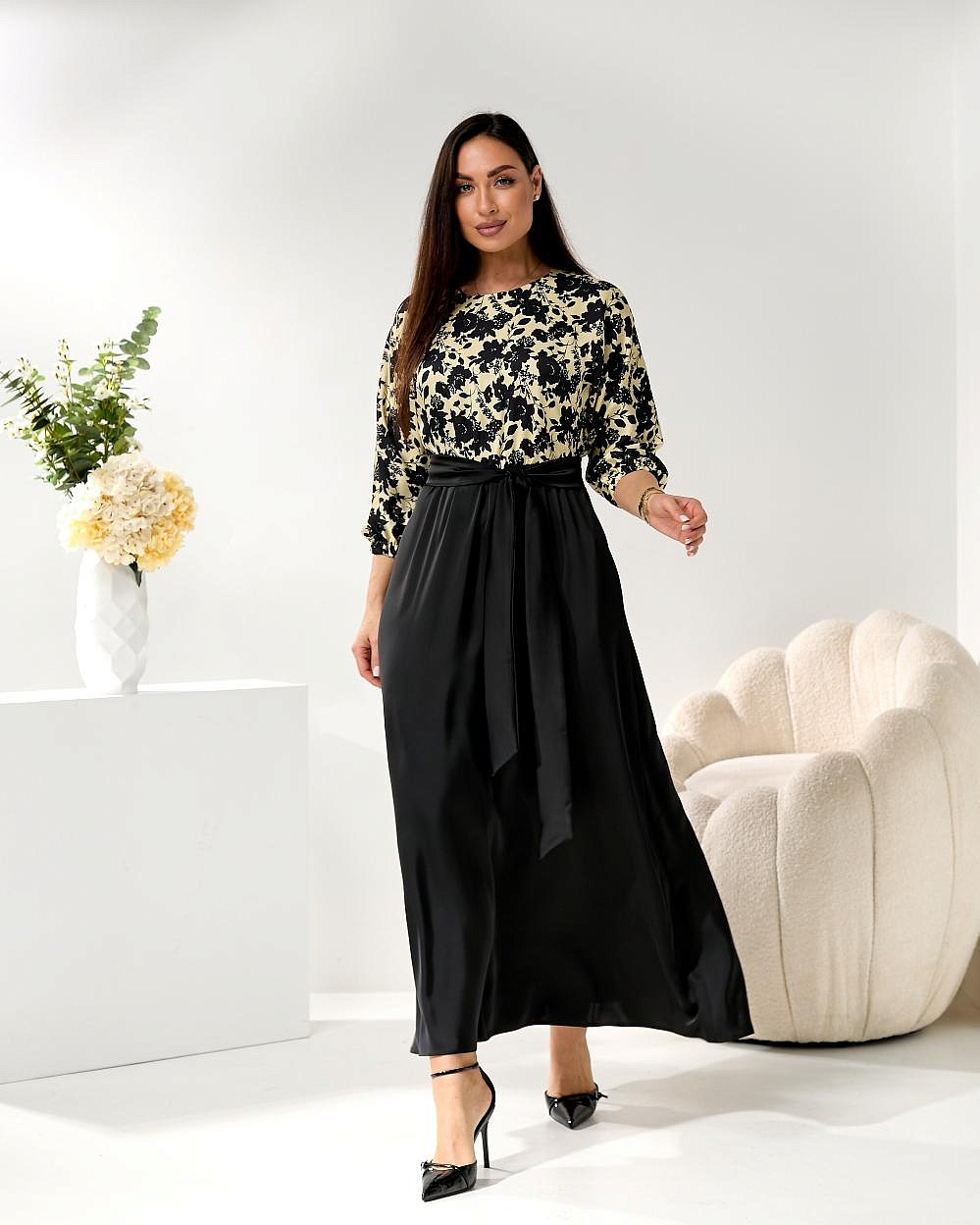 Женское платье длинное из шелка