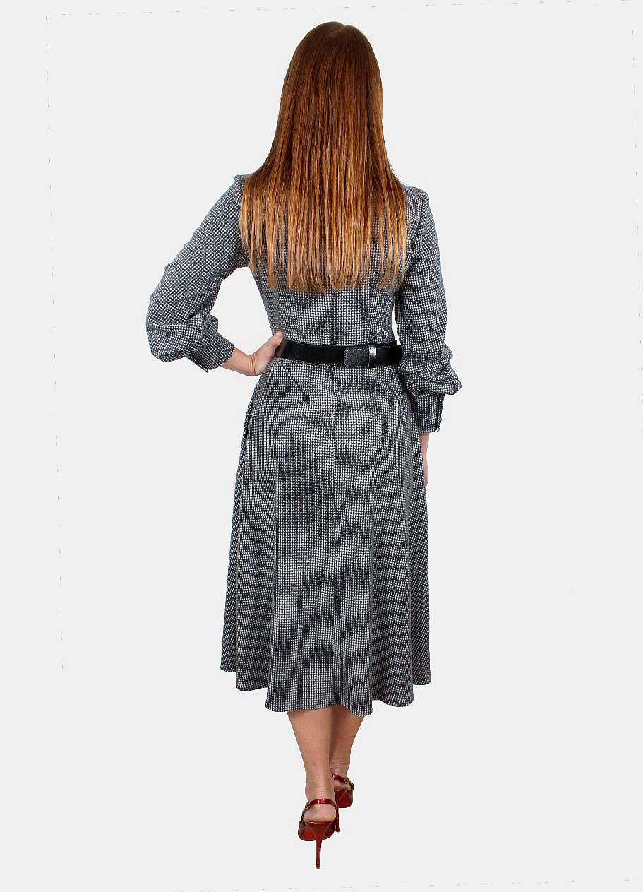 Платье миди теплое с широким поясом