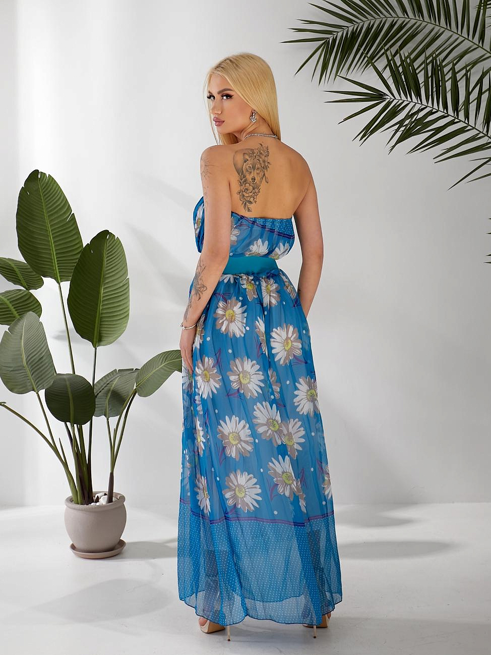 Женское платье длинное в пол плиссе