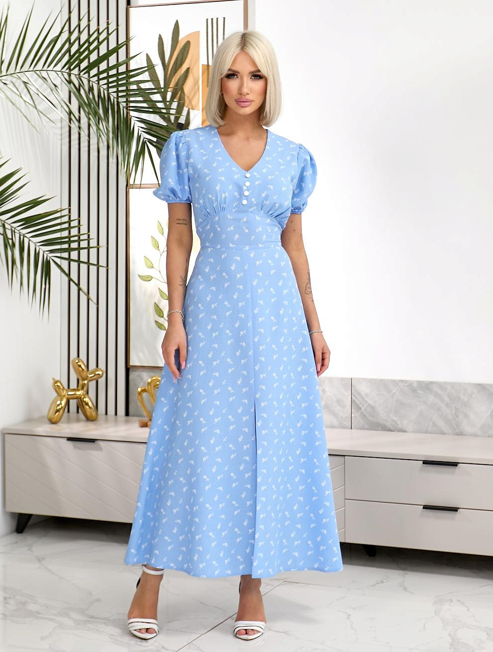 Женское платье макси в цветочек