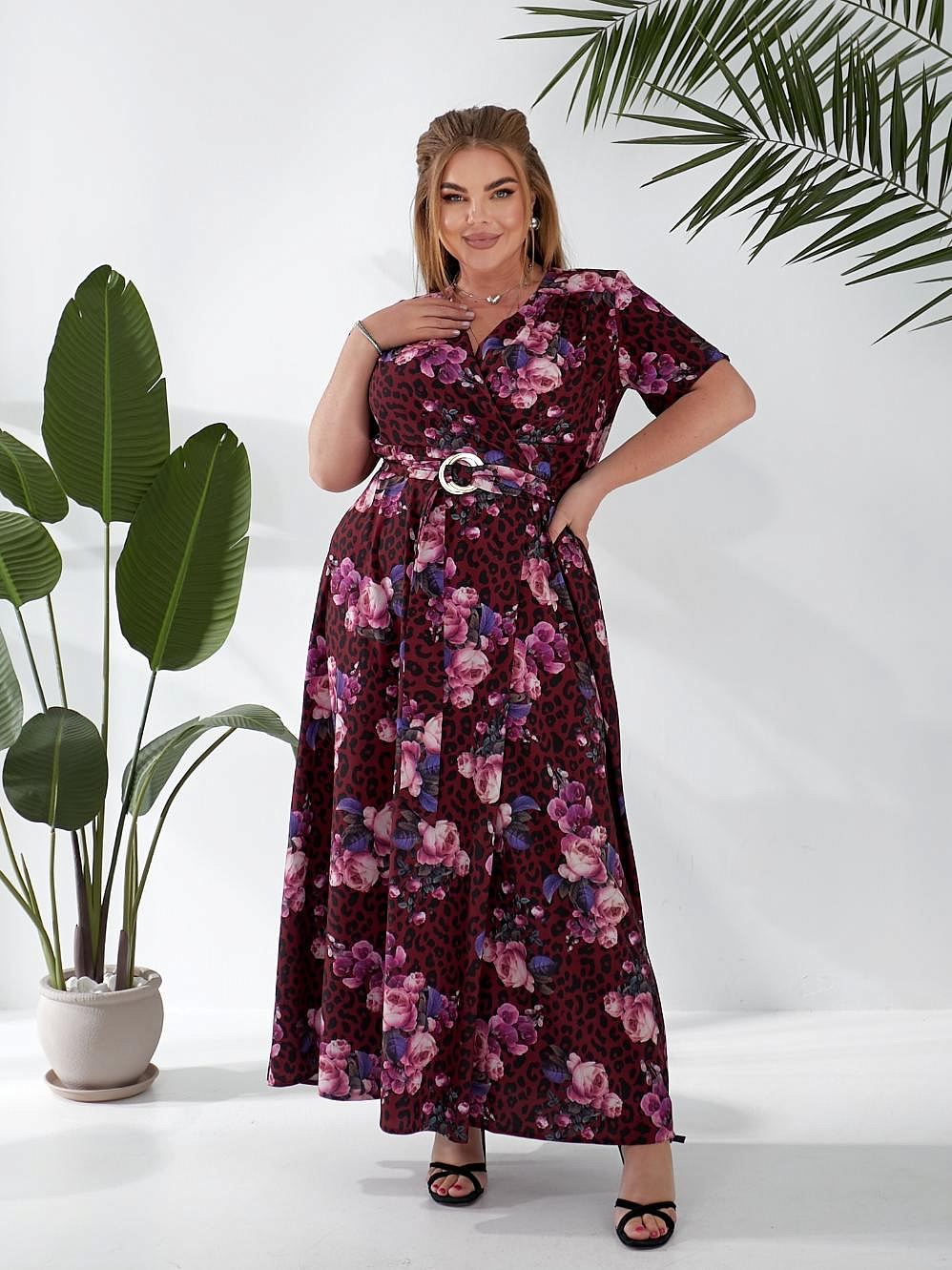 Женское длинное платье в пол на запах