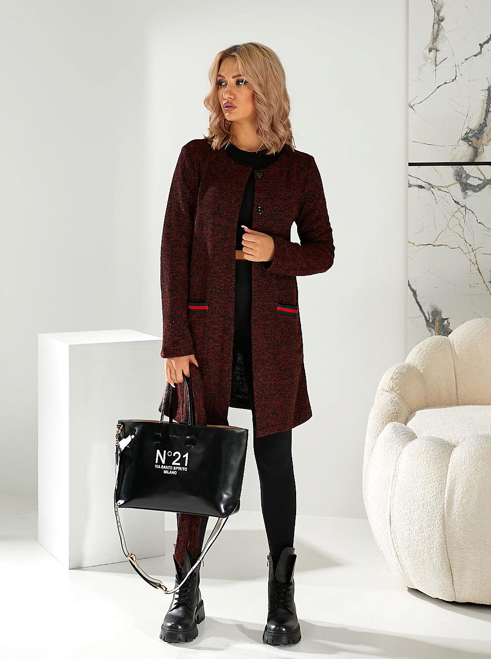 Женский кардиган букле с карманами