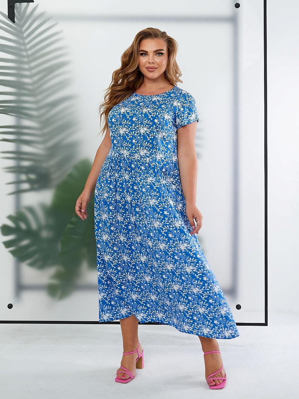 Женское летнее платье из штапеля с карманами