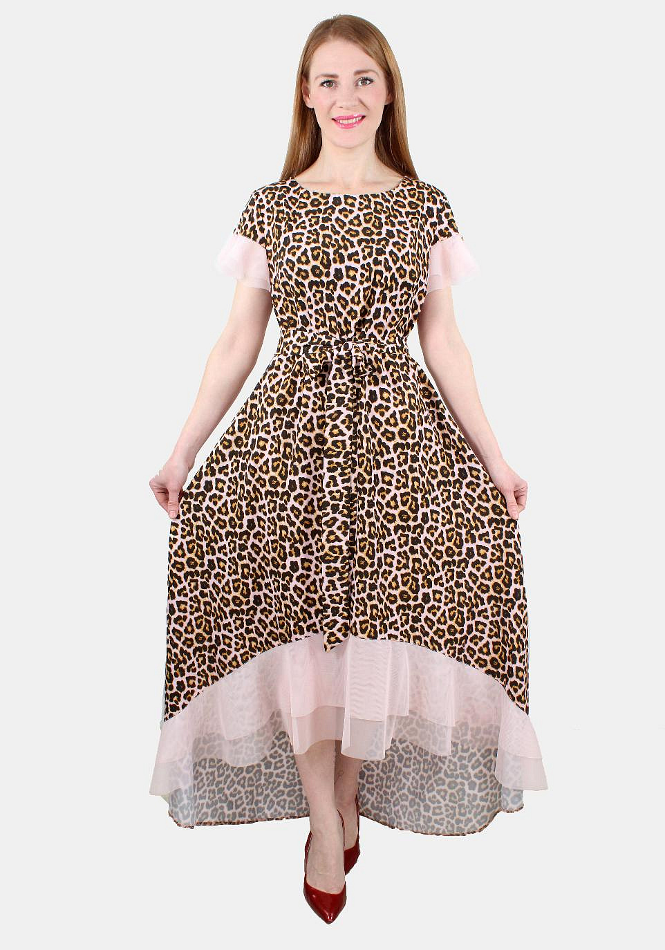 Леопардовое модное платье