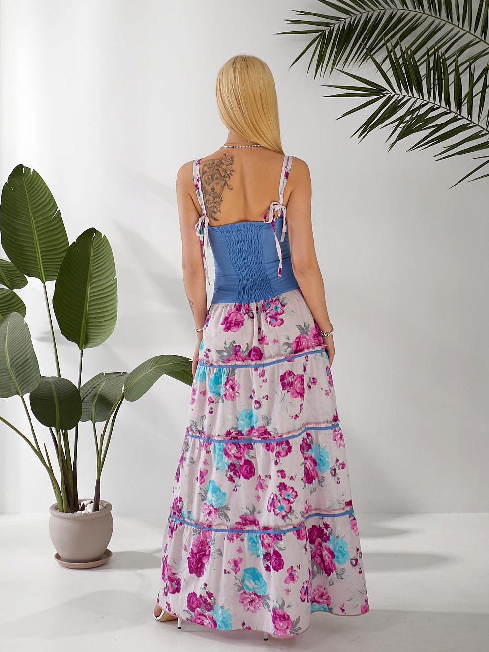 Сарафан летний длинный на шнуровке