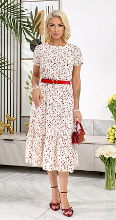 Женское платье миди с воланом по низу