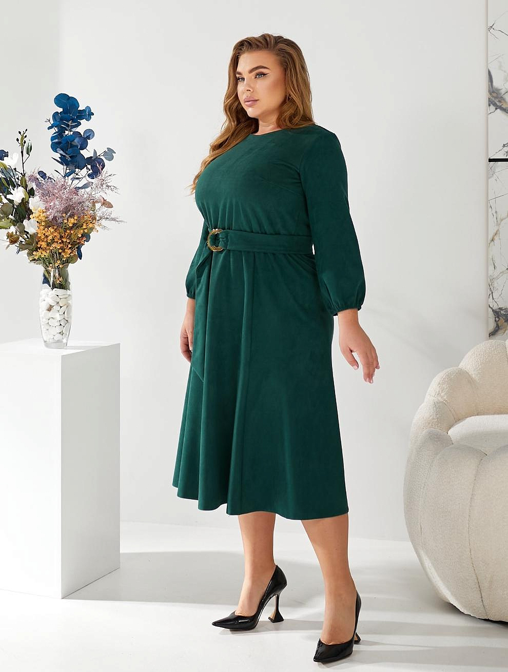 Женское платье замшевое с юбкой годэ