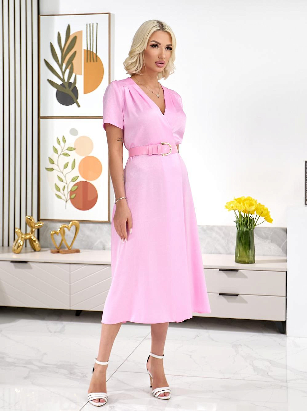 Женское платье шелковое на запах 