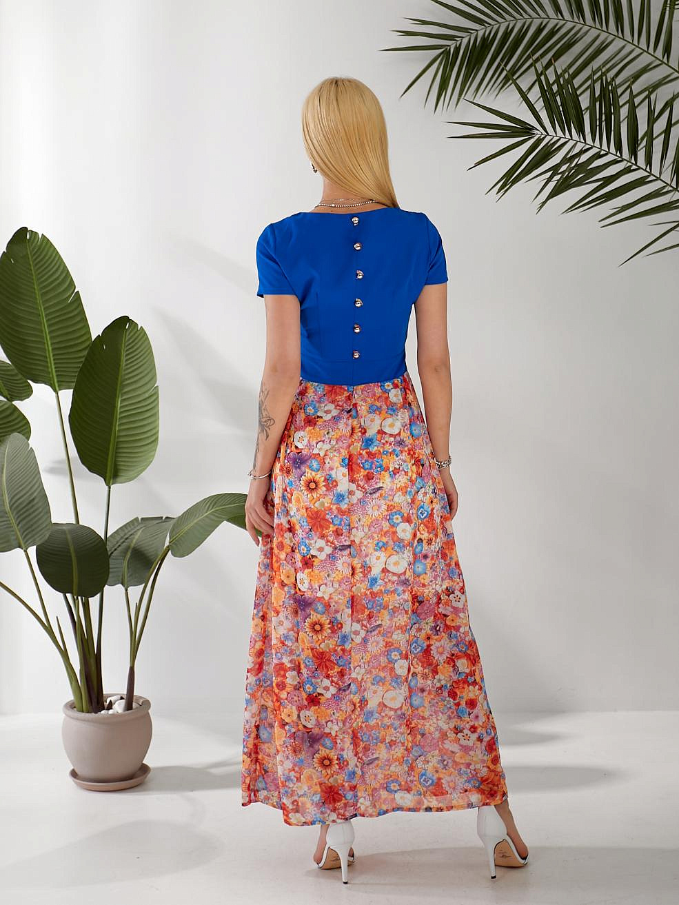 Женское платье комбинированное с шифоном