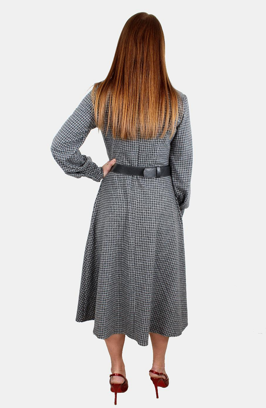 Платье миди теплое с широким поясом