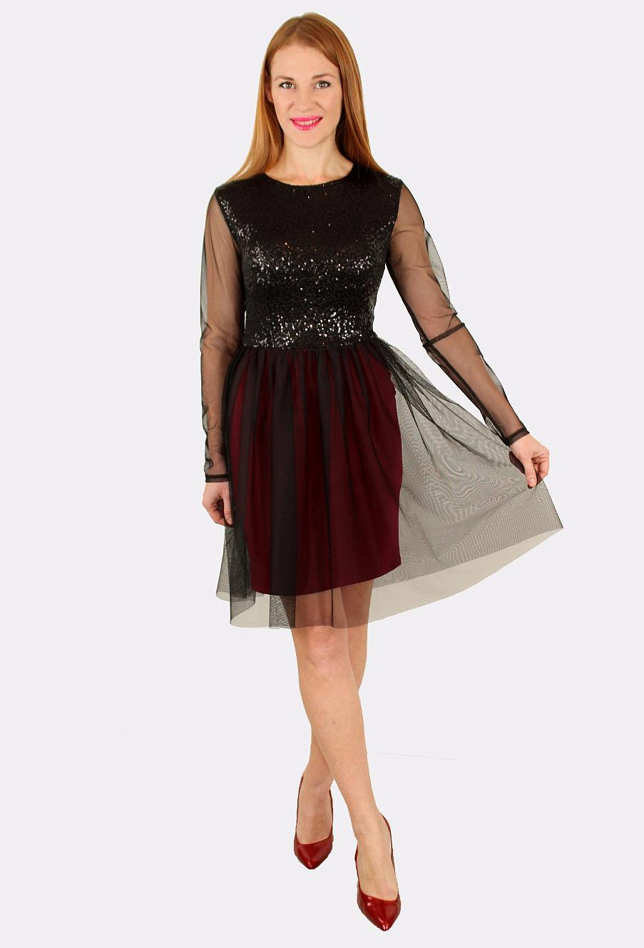 Модное платье с фатиновой юбкой